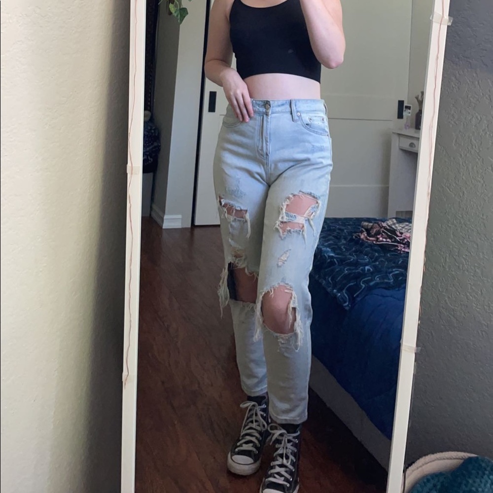 Wild fable ripped light wash mom jeans